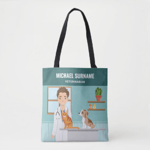 Tote Bag Vétérinaire Homme Vétérinaire Médecin Animal Nom P