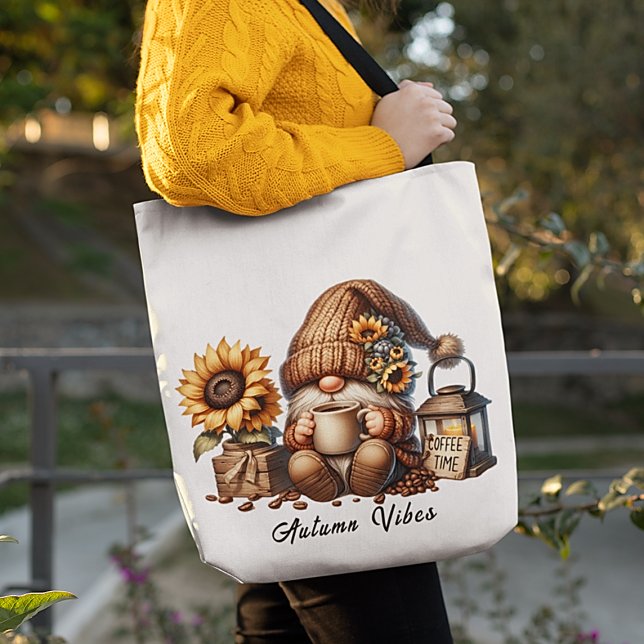 Tote Bag Vibes d'automne mignonnes Aquarelle Gnome Fourre-t (Créateur téléchargé)