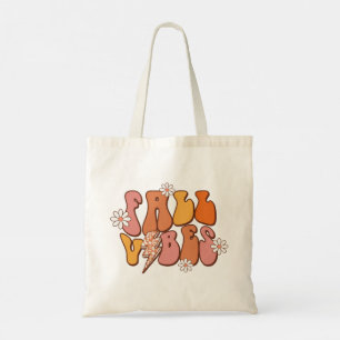 Tote Bag Vibes d'automne roses et orange rétro
