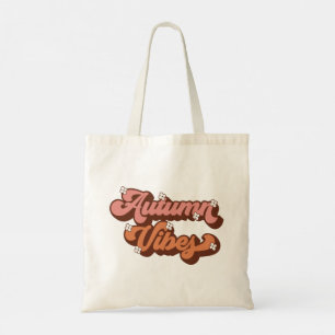 Tote Bag Vibes d'automne Texte rétro et fleur de sainteté