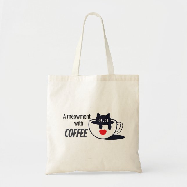 Tote Bag Vibes de café Caty - Art de chat Sleepy (Devant)