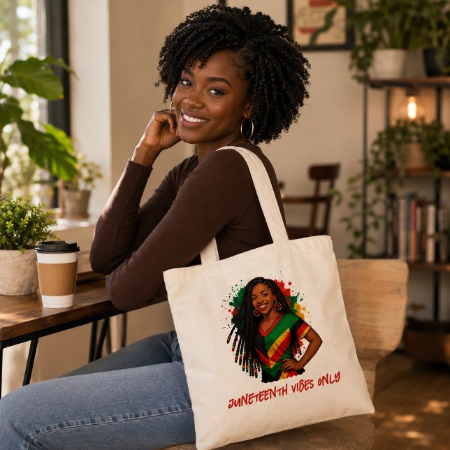 Tote Bag Vibes de Juneteenth uniquement Célébration Afrocen (Créateur téléchargé)