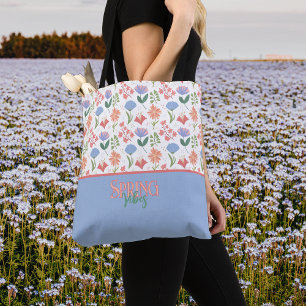 Tote Bag Vibes de printemps Palette douce Petites fleurs