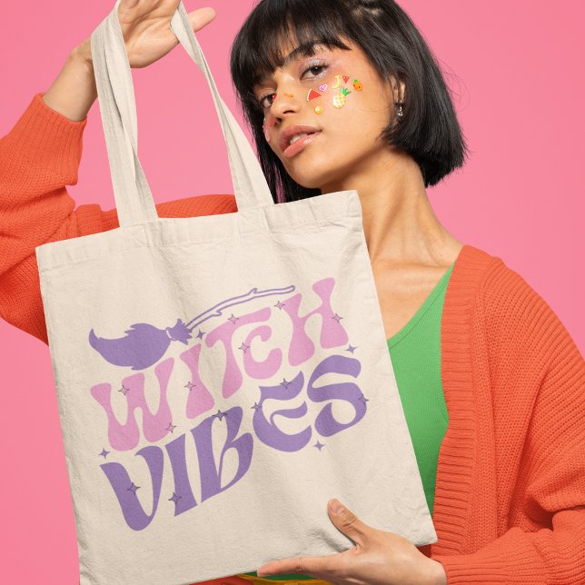Tote Bag Vibes de sorcière Halloween Magique Broom (Créateur téléchargé)