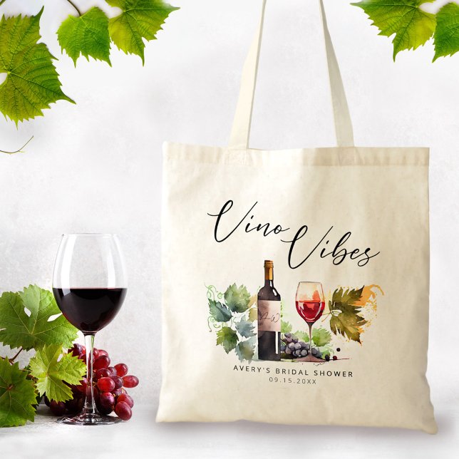 Tote Bag Vibes de vin chic Aquarelle vignoble (Créateur téléchargé)