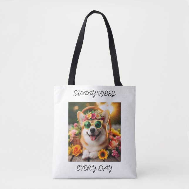 Tote Bag Vibes ensoleillées personnalisables chaque jour Co (Devant)