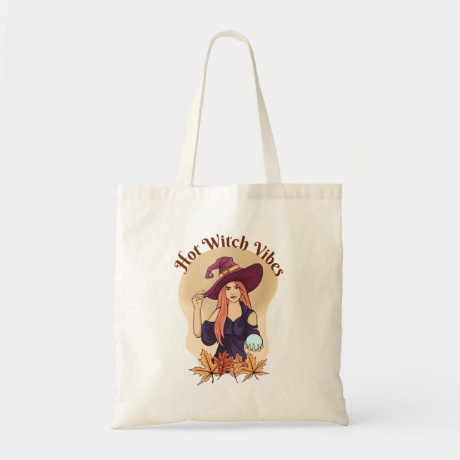 Tote Bag Vibes Hot Witch Cute Ghost Funny Halloween (Devant)