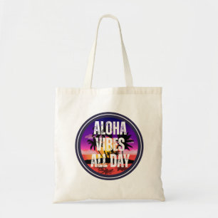 Tote Bag Vibes Rétro Aloha Coucher de Soleil Tropical Desig