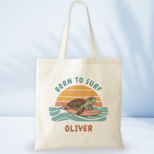 Tote Bag Vibes Surf rétro de la tortue de mer de bébé - Né 