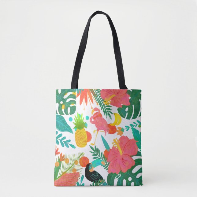 Tote Bag Vibes tropicales Floral Feuille Summer Chic (Devant)