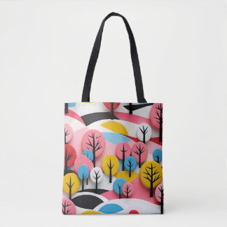Tote Bag Vibrant Geometric Forest