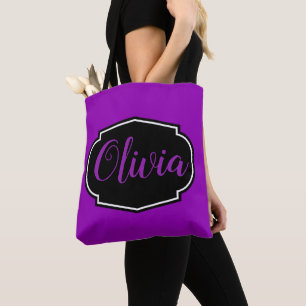 Tote Bag Vibrant, Gras Fuchsia Purple Personnalisé