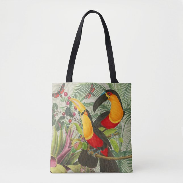 Tote Bag Vibrant Tropical Toucan Birds Art Exotic Jungle (Devant)