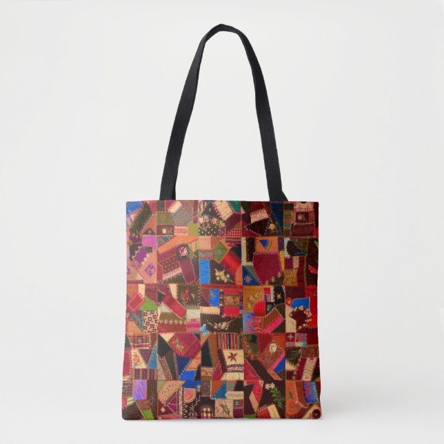 Tote Bag Vibrant Vintage Crazy Quilt (Devant)