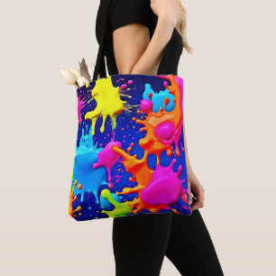 Tote Bag Vibrantes éclaboussures néon sur toile sombre