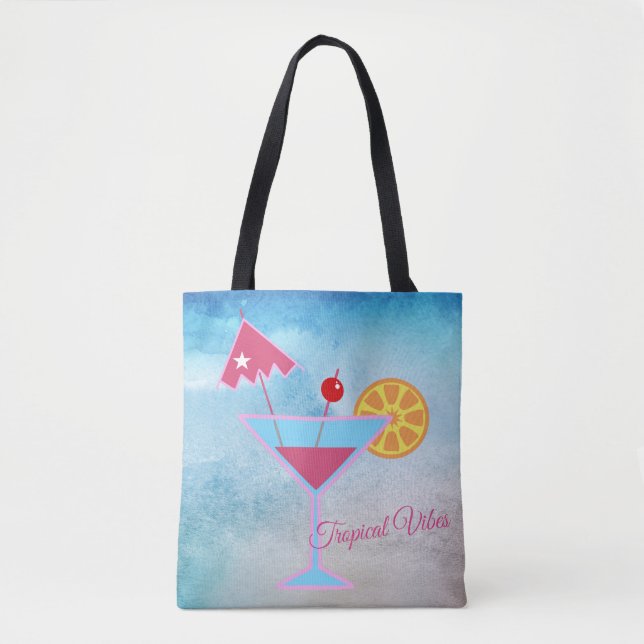 Tote Bag Vibraphone tropical bleu et mer rose d'abrégé sur (Devant)