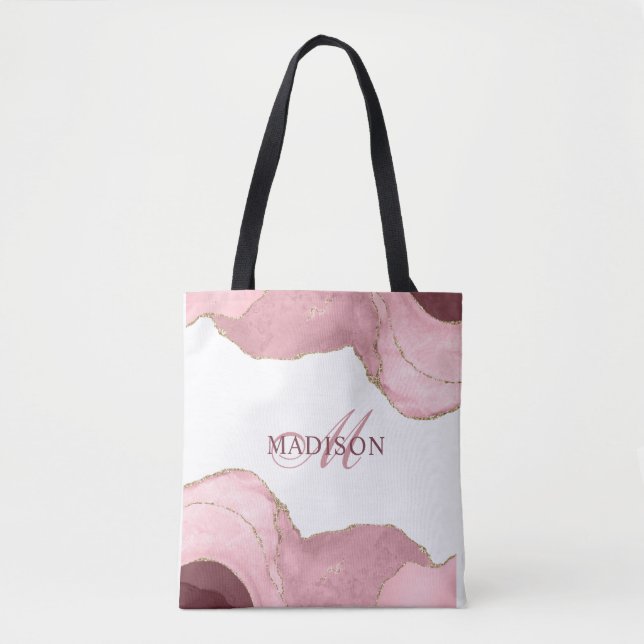 Tote Bag Vider rose vif Agate Rose Parties scintillant or M (Devant)