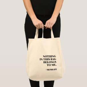 Tote Bag Vie de mère Slogan amusant Moderne Minimaliste M