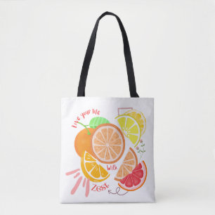 Tote Bag Vie en direct inspirée des fruits avec thème Zest 
