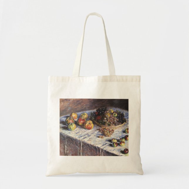 Tote Bag Vie morte avec pommes et raisins par Claude Monet (Devant)