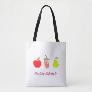 Tote Bag Vie Saine Nourriture Colorée Et Boisson