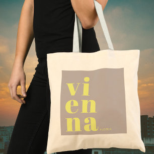 Tote Bag Vienne Wien Autriche typographie jaune
