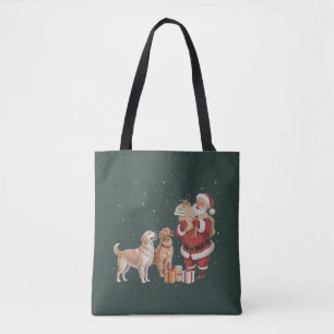 Tote Bag Vieux Santa Golden Retriever Noël Maman Chien