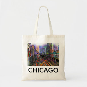 Tote Bag Ville Abstraite colorée de Chicago Illinois