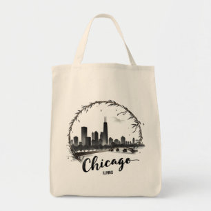 Tote Bag Ville de Chicago Illinois Toile de fond Rétro Voya