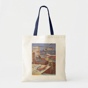 Tote Bag Ville de science-fiction vintage, Steam Punk victo