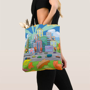 Tote Bag Ville En Automne