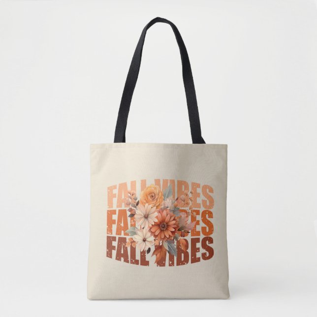 Tote Bag Villes d'automne aquarelle fleur sauvage feuilles (Devant)
