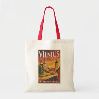 Tote Bag Vilnius Lithuania Illustration Travel Art Vintage