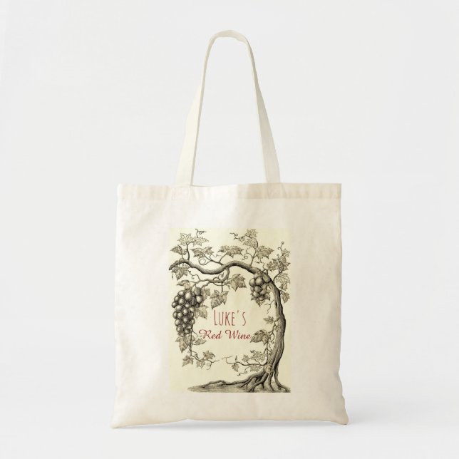 Tote Bag Vin de raisin personnalisé Arbre à vin rouge (Devant)