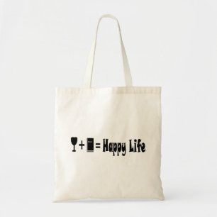 Tote Bag Vin + Livre = la vie heureuse Fourre-tout