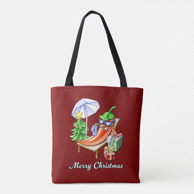 Tote Bag Vin Rouge Funky Joyeux Poivre de Noël (Dos)