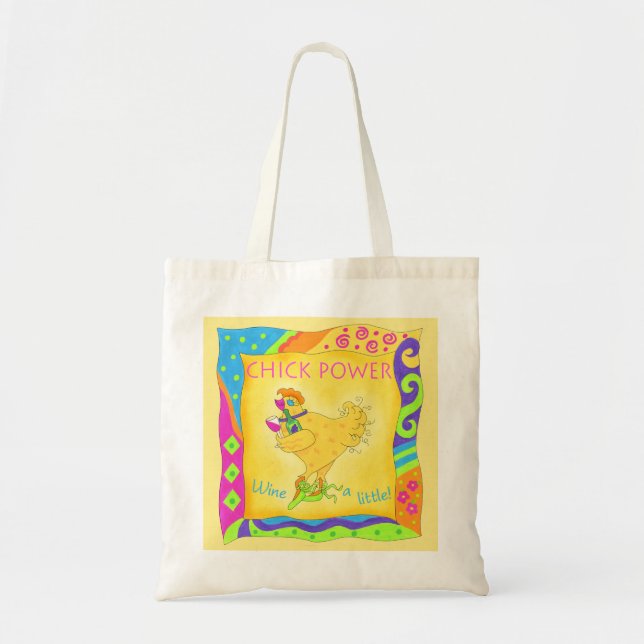 Tote Bag Vin un peu poux puissance Personnalisé Jaune (Devant)