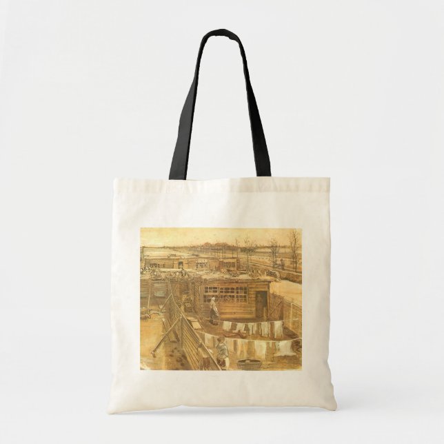 Tote Bag Vincent van Gogh - Carpenter's Yard and Laundry (Devant)