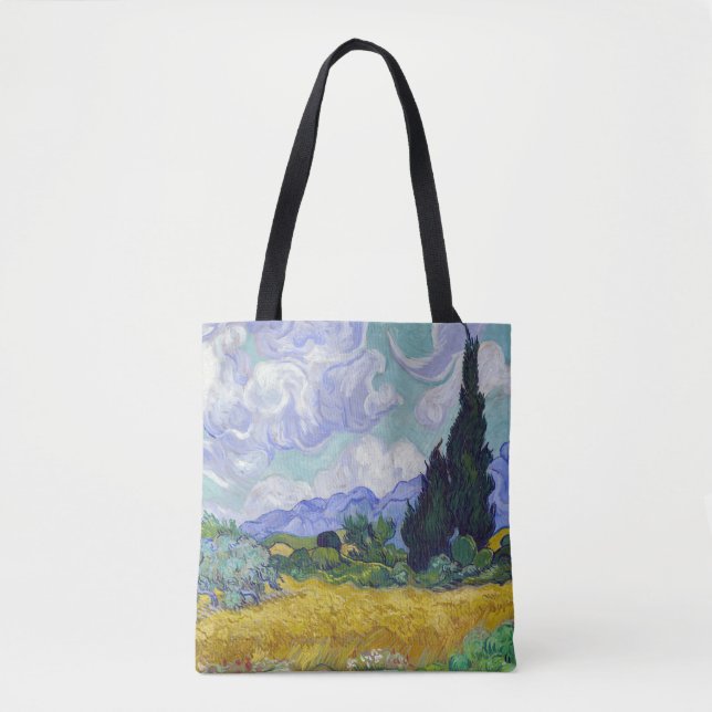 Tote Bag Vincent Van Gogh - Champ de blé avec cyprès (Devant)