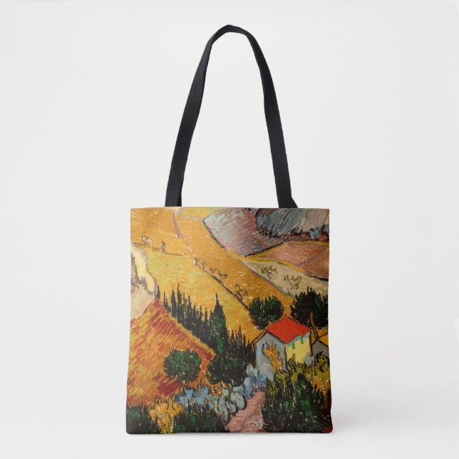 Tote Bag Vincent van Gogh - Paysage, Maison et Plowman (Devant)
