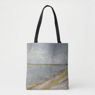 Tote Bag Vincent van Gogh - Vue d'une rivière avec des bate