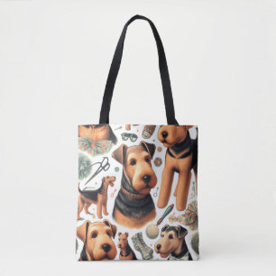 Tote Bag Vintage Airedale Terrier sans fil