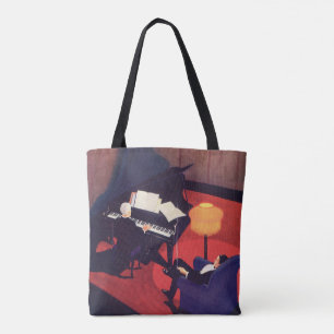 Tote Bag Vintage Art Déco Music Lounge Piano Player Pianist
