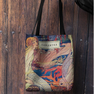 Tote Bag Vintage Art Nouveau Belle Sirène Personnalisée