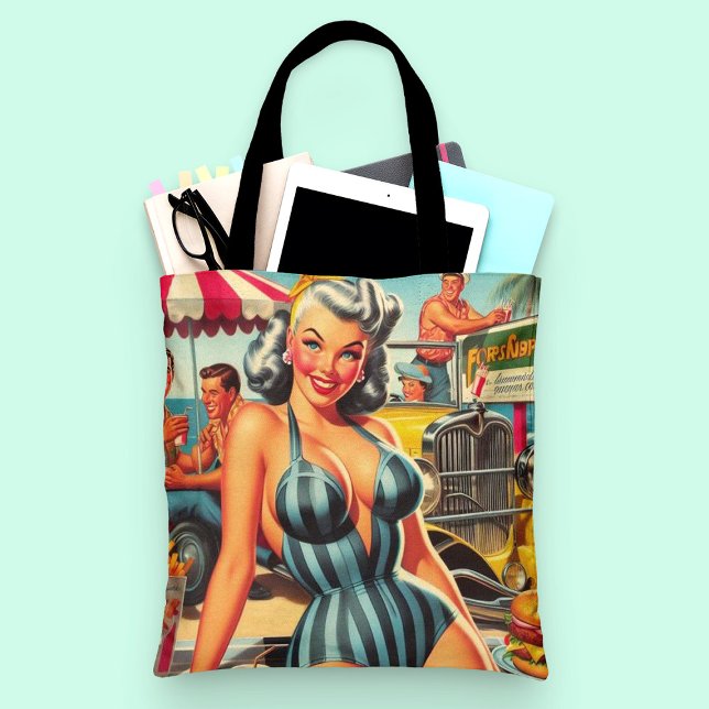 Tote Bag Vintage Beach Pin-up (Créateur téléchargé)