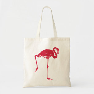 Tote Bag Vintage Birds, un Flamant rose rose avec une jambe