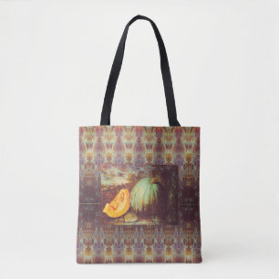 Tote Bag Vintage bleu citrouille héritier automne peinture