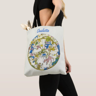 Tote Bag Vintage céleste, sphère arabe, constellations