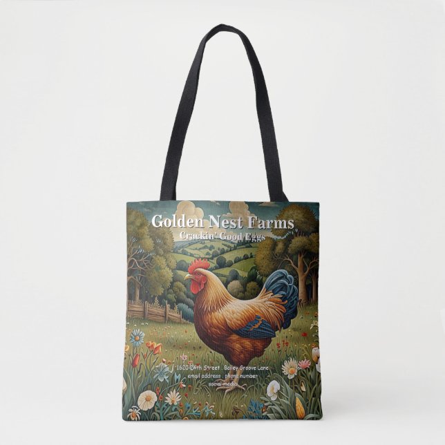 Tote Bag Vintage chic pâturage de poulet boho paysage (Devant)