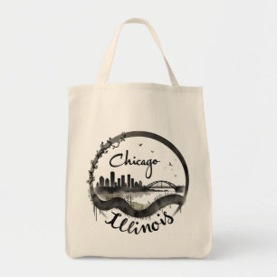 Tote Bag Vintage Chicago Illinois City Skyline Retro Travel